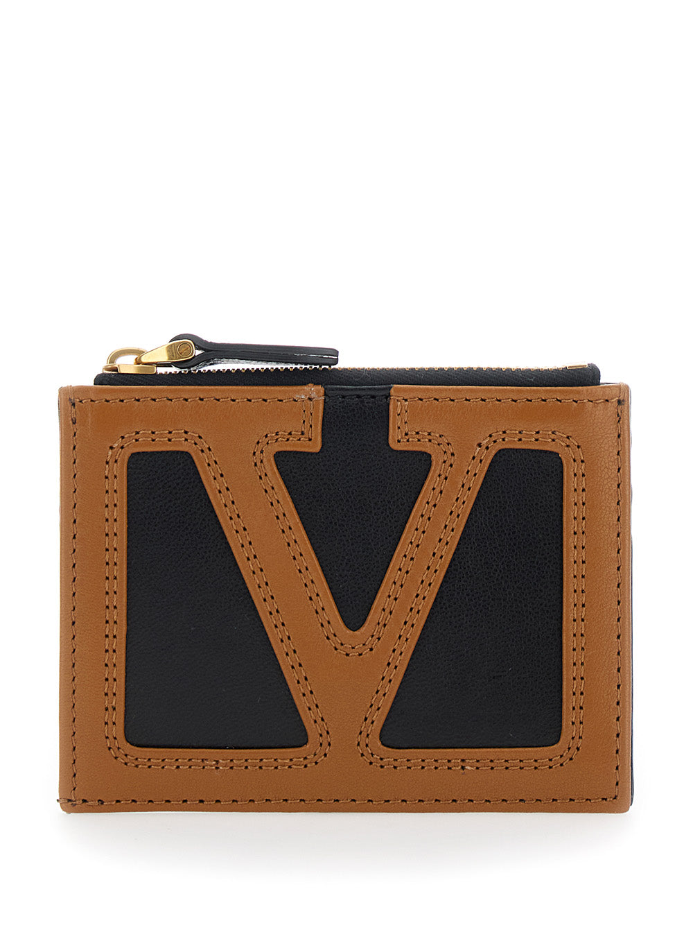 Valentino Garavani Vlogo Leather Card Case — Brown Cases