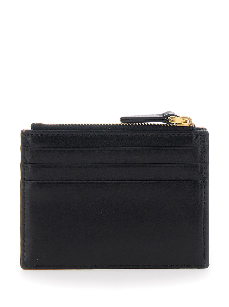 Valentino Garavani Vlogo Leather Card Case — Brown Cases