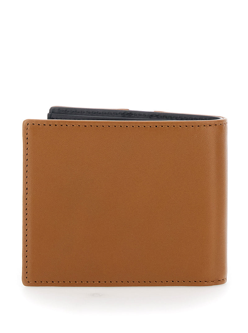 Valentino Garavani Maxi Vlogo Bi-Fold Wallet — Brown Leather