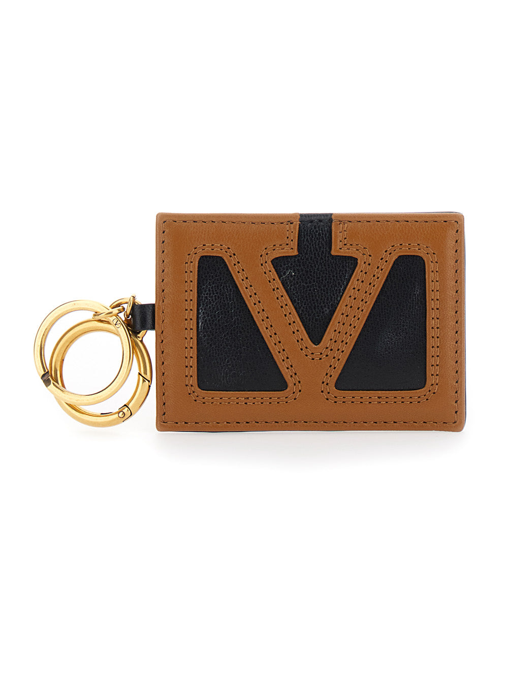 Valentino Garavani Leather Vlogo Card Case — Brown Cases