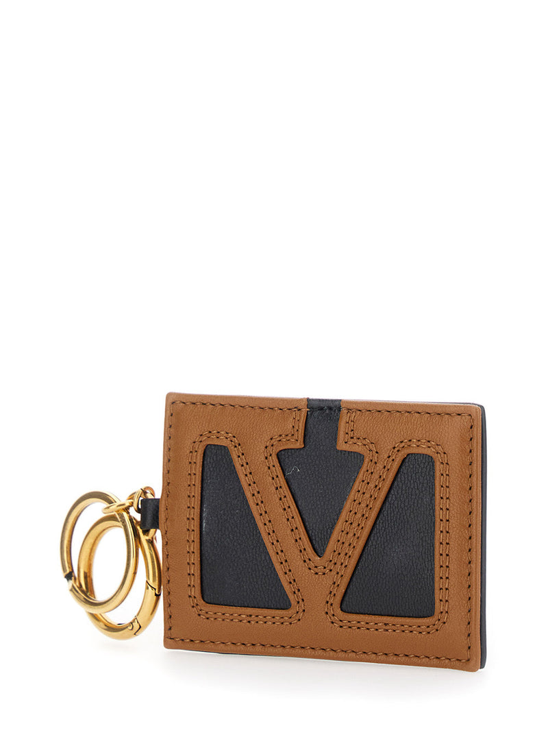 Valentino Garavani Leather Vlogo Card Case — Brown Cases