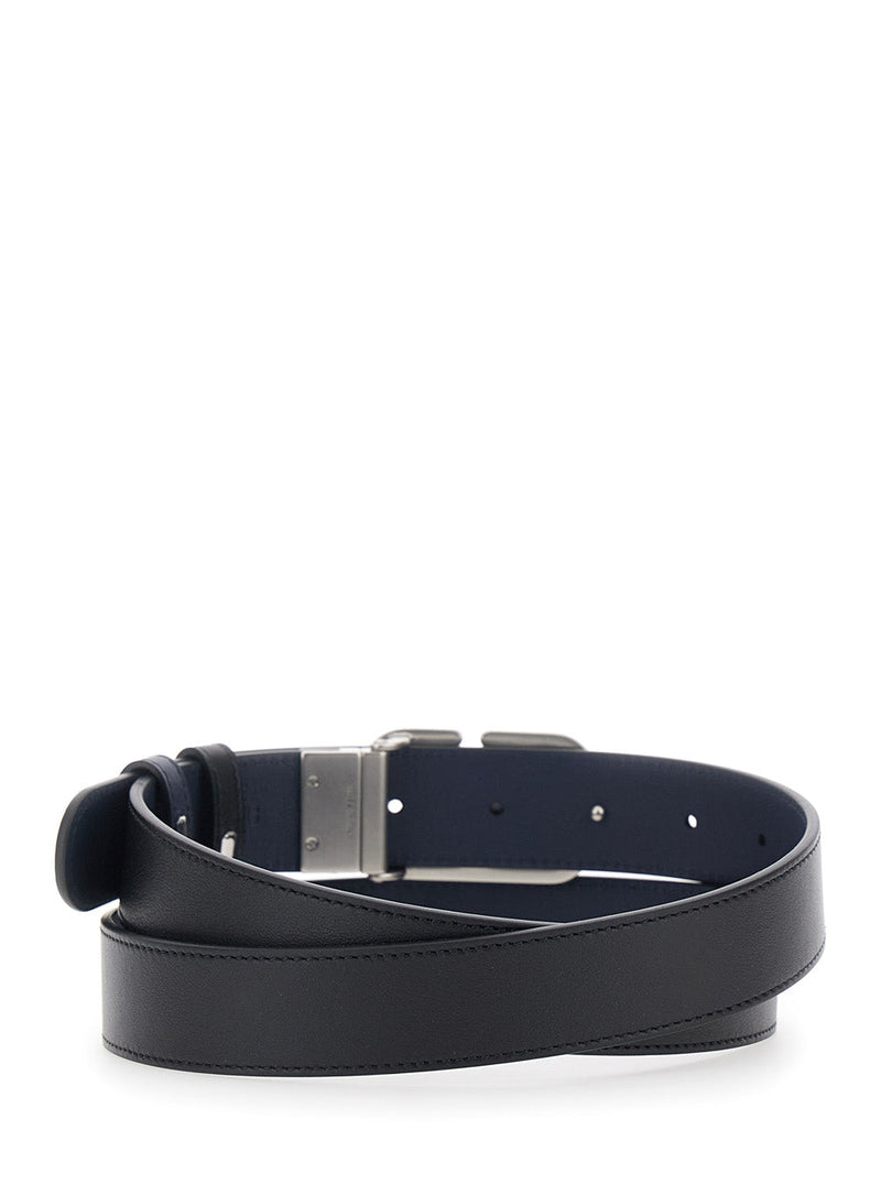 Valentino Garavani Vlogo Reversible Belt — Black Calfskin