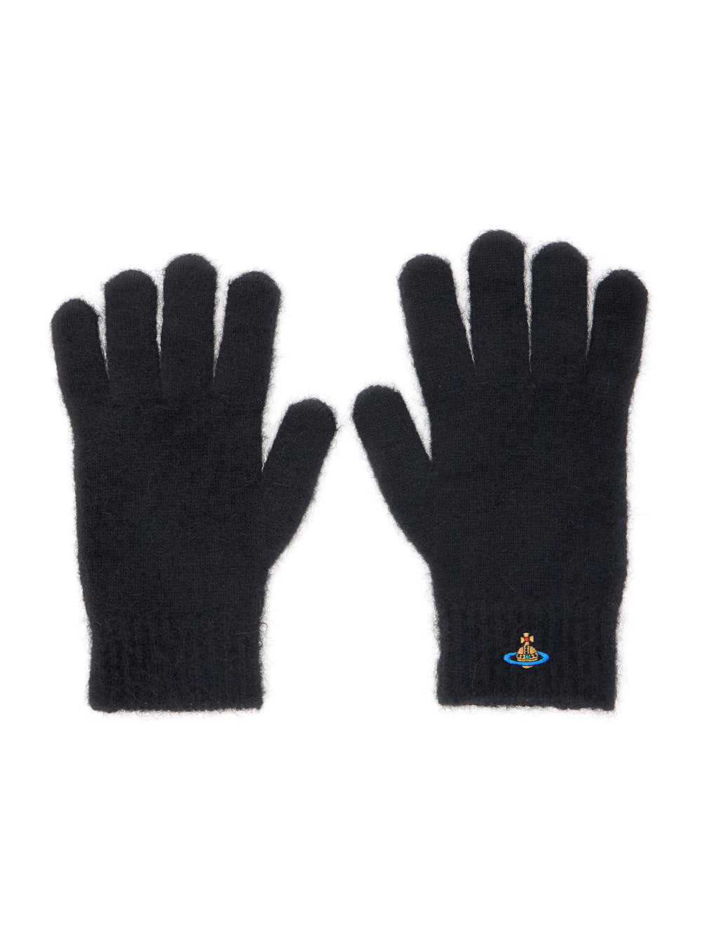 Vivienne Westwood Orb Logo Alpaca Wool Blend Gloves — Black