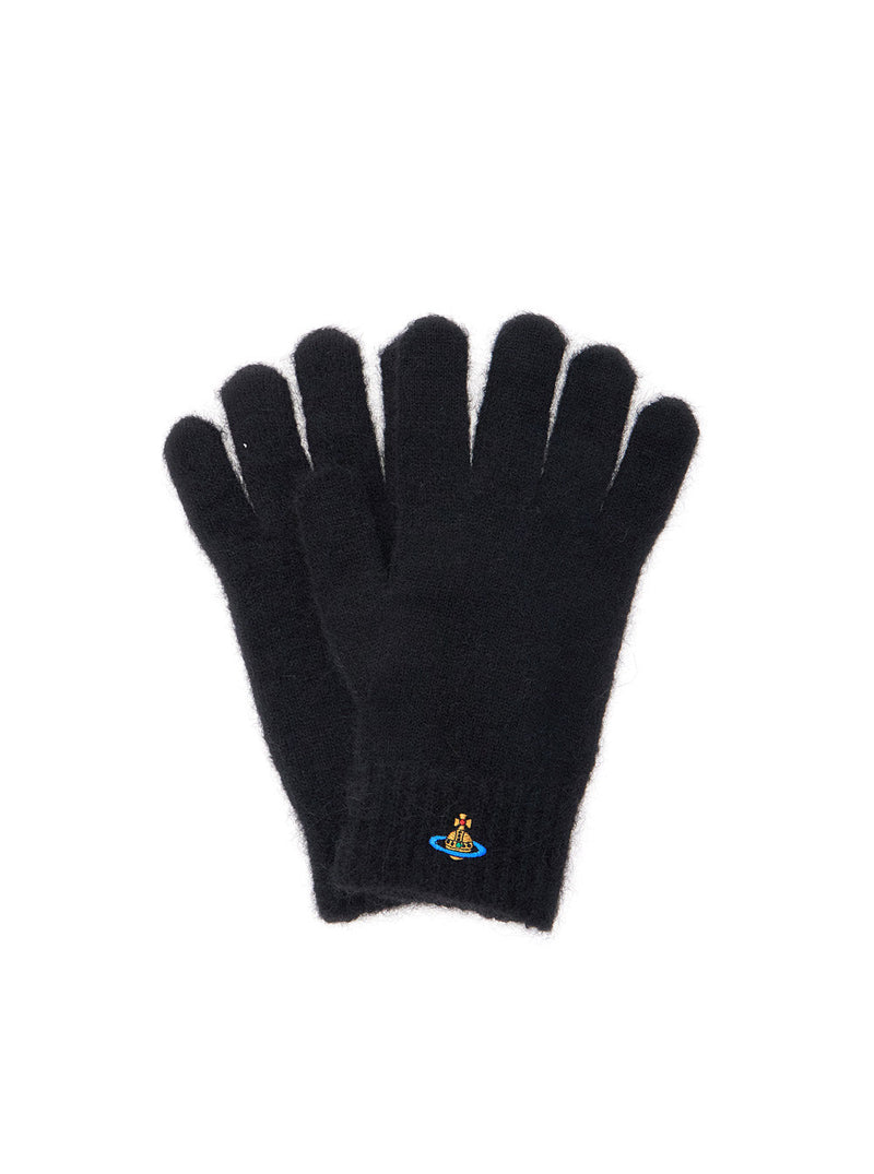 Vivienne Westwood Orb Logo Alpaca Wool Blend Gloves — Black