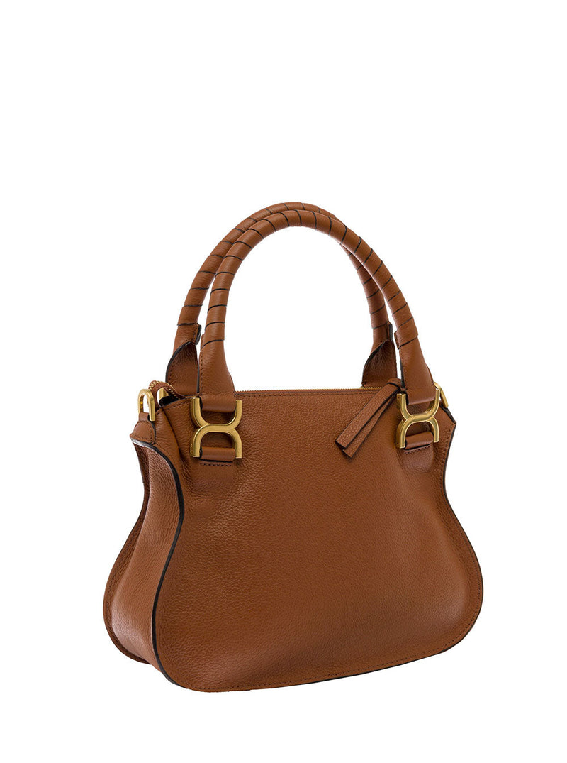 Chloé Quilted Leather Top Handle Bag — Brown Calf