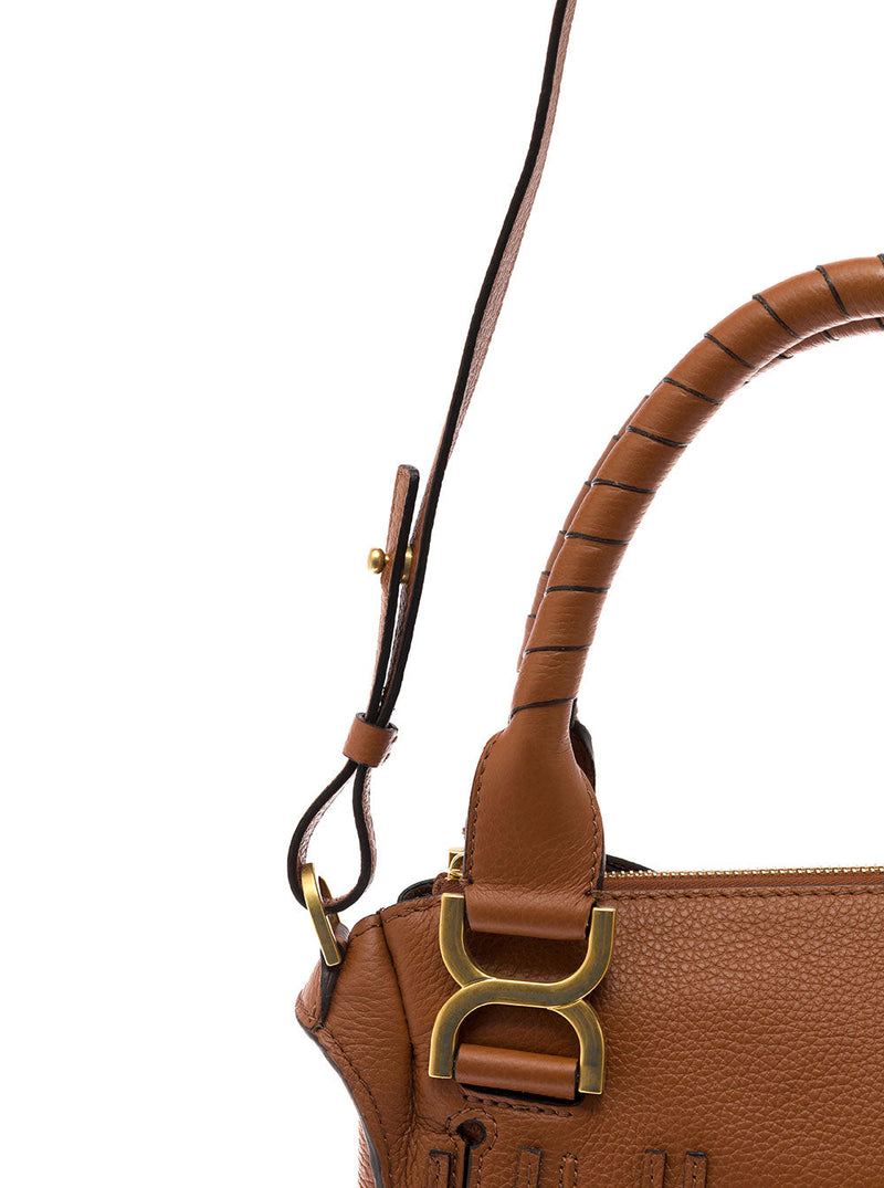 Chloé Quilted Leather Top Handle Bag — Brown Calf