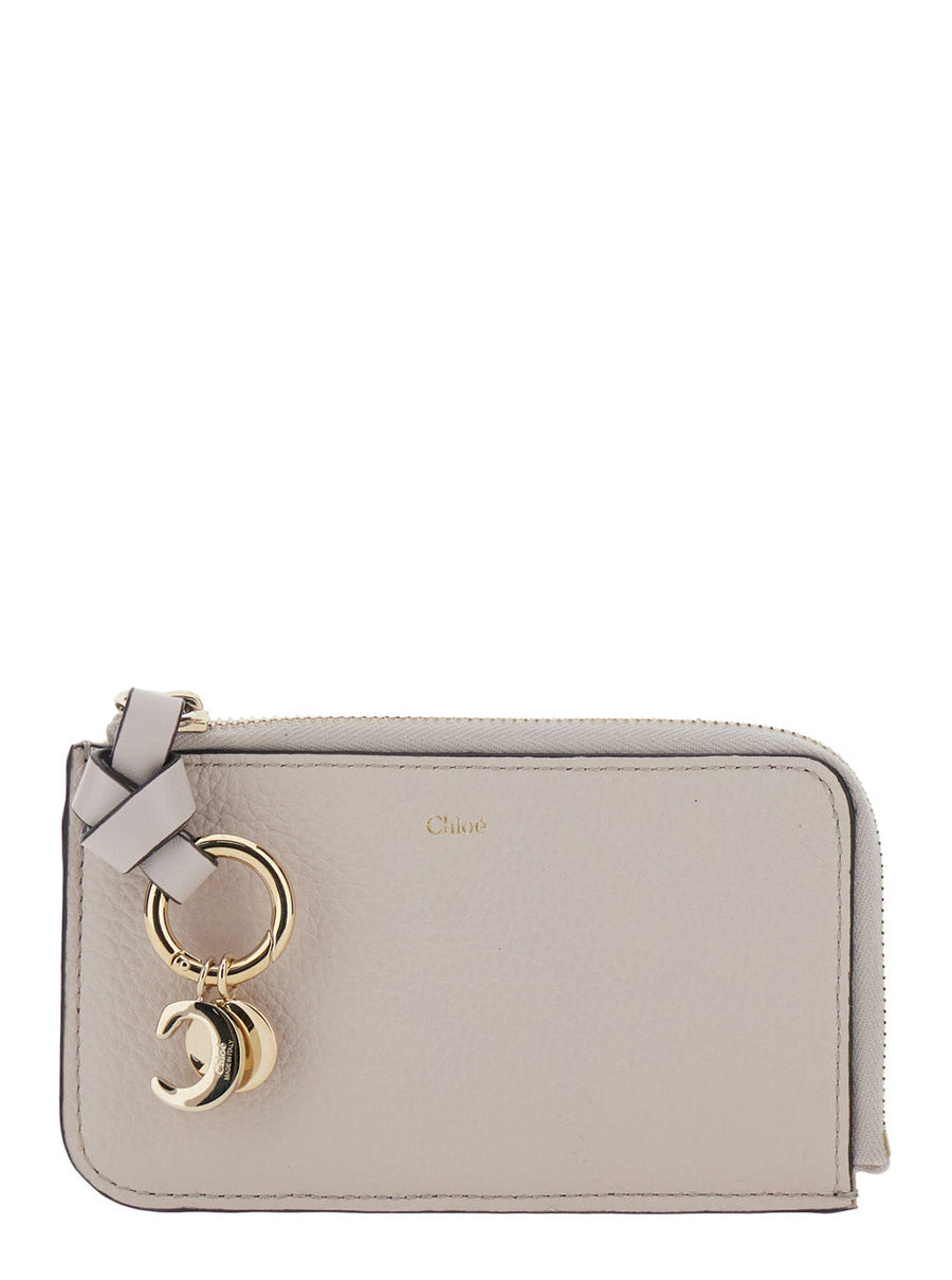 Chloé Hammered Leather Wallet — Gray