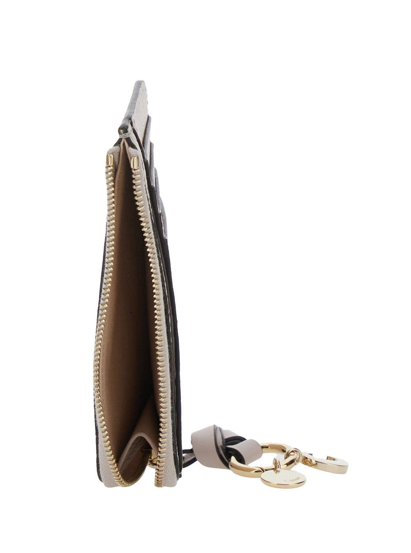 Chloé Hammered Leather Wallet — Gray