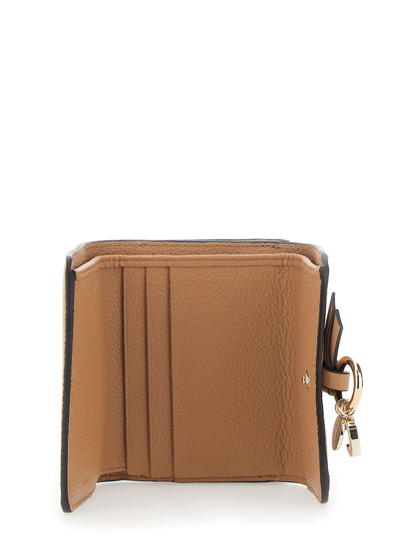 Chloé Leather Tri-Fold Wallet — Beige