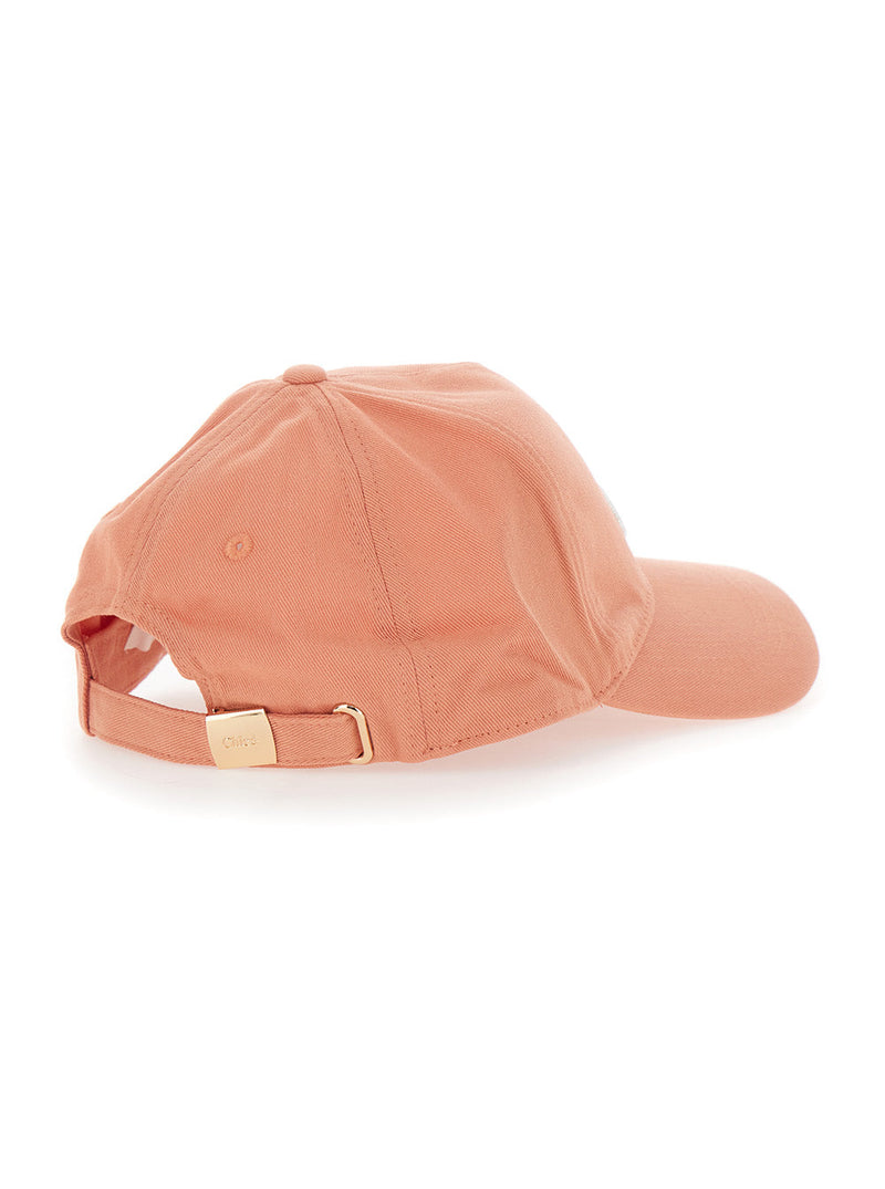 Chloé C20871 Logo-Embroidered Cotton Baseball Cap — Orange Caps