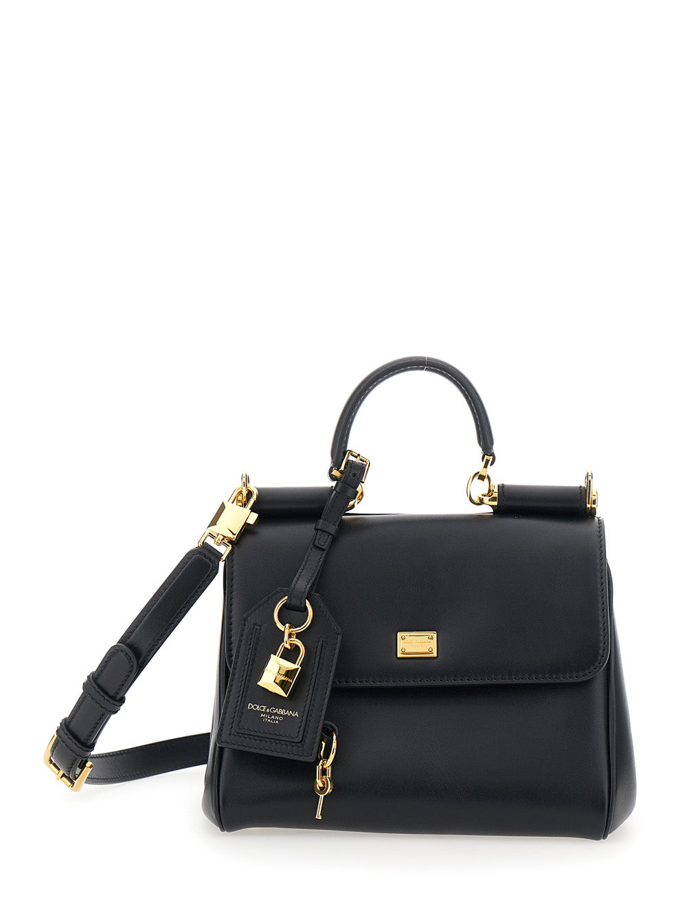 Dolce & Gabbana My Sicily Piccola Top Handle Bag — Black Calfskin