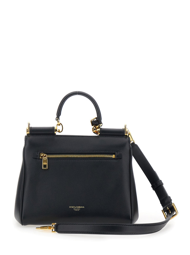 Dolce & Gabbana My Sicily Piccola Top Handle Bag — Black Calfskin