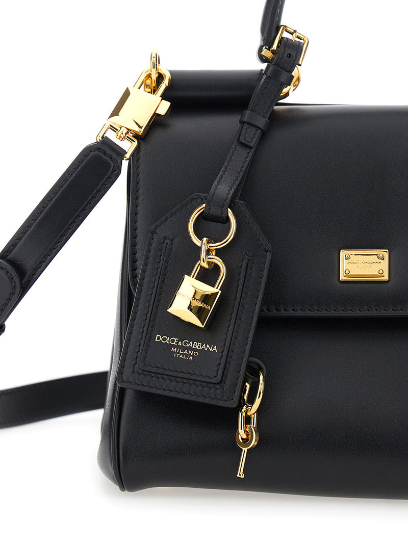 Dolce & Gabbana My Sicily Piccola Top Handle Bag — Black Calfskin