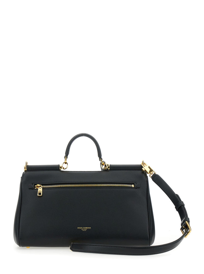 Dolce & Gabbana My Sicily Top Handle Bag — Black Calf Leather