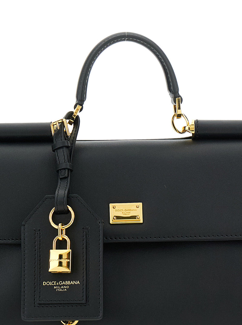 Dolce & Gabbana My Sicily Top Handle Bag — Black Calf Leather