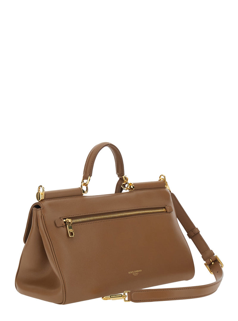 Dolce & Gabbana My Sicily Top Handle Bag — Brown Calfskin