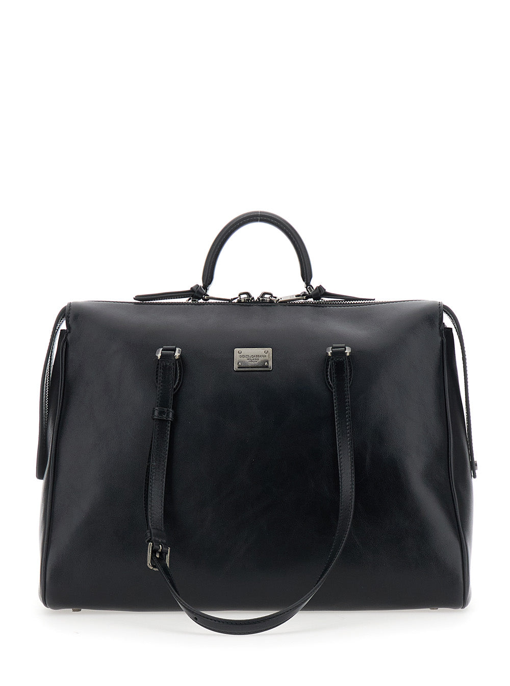 Dolce & Gabbana Vittoria Shoulder Bag — Black Calfskin