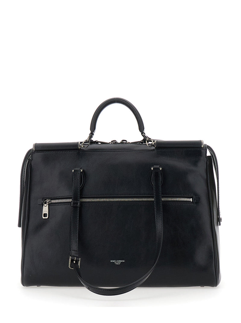 Dolce & Gabbana Vittoria Shoulder Bag — Black Calfskin
