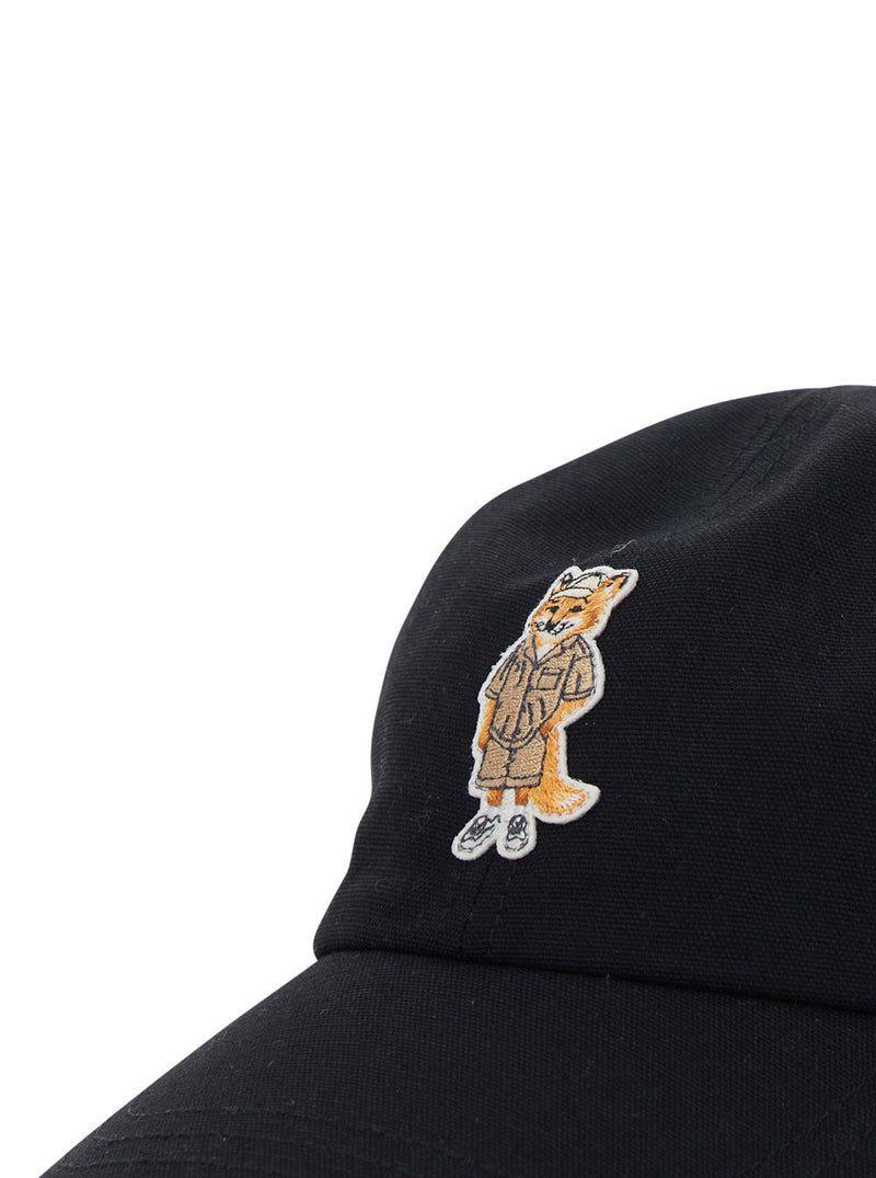 Maison Kitsuné Qu06102wb0026 Baseball Cap — Black Cotton Caps