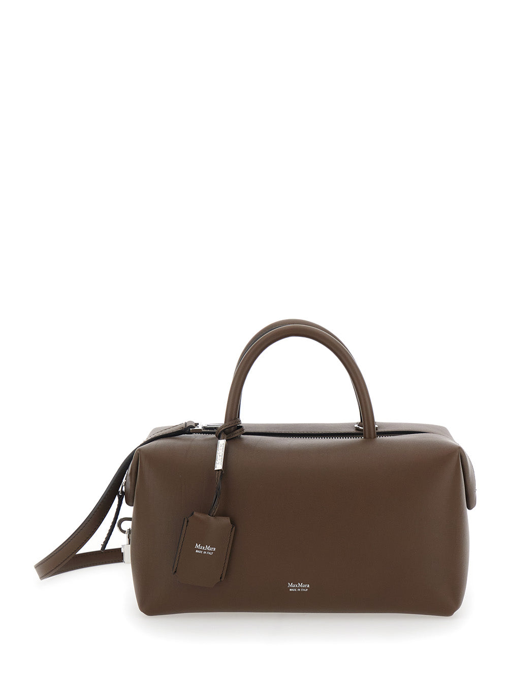 Max Mara Lamb Leather Top Handle Bag — Brown