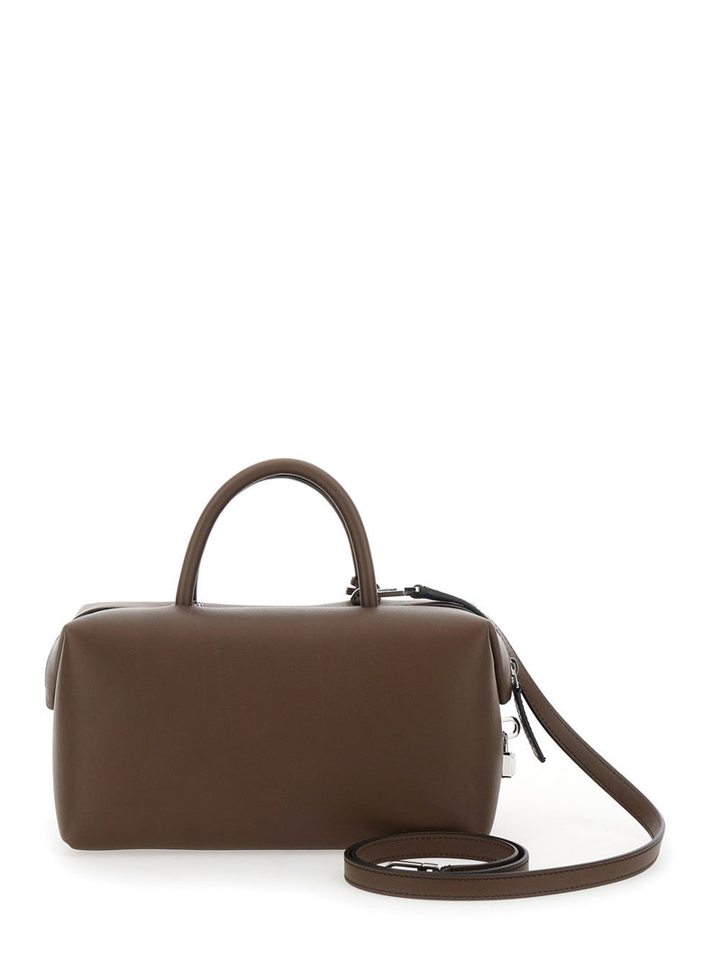 Max Mara Lamb Leather Top Handle Bag — Brown