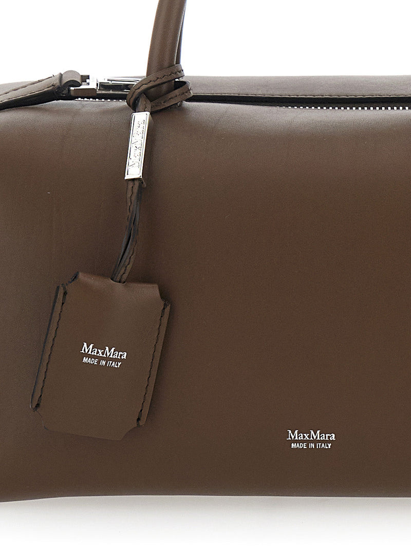 Max Mara Lamb Leather Top Handle Bag — Brown