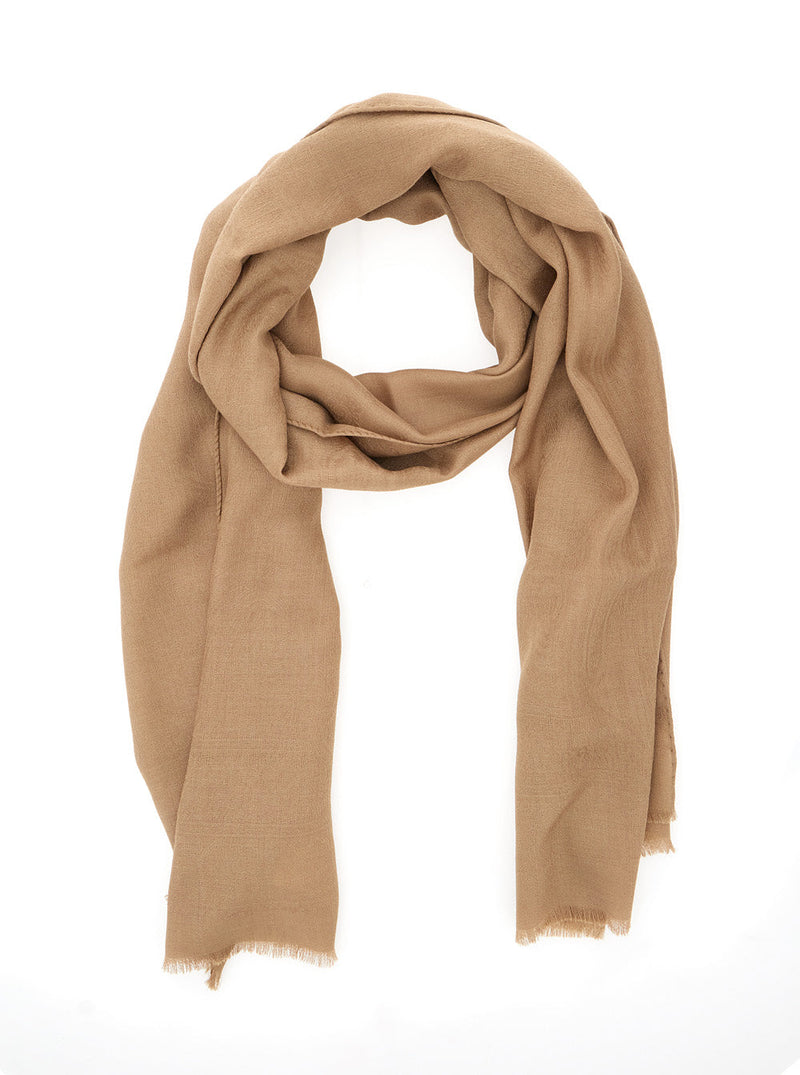 Max Mara Wool-Silk Blend Scarf — Beige Scarfs