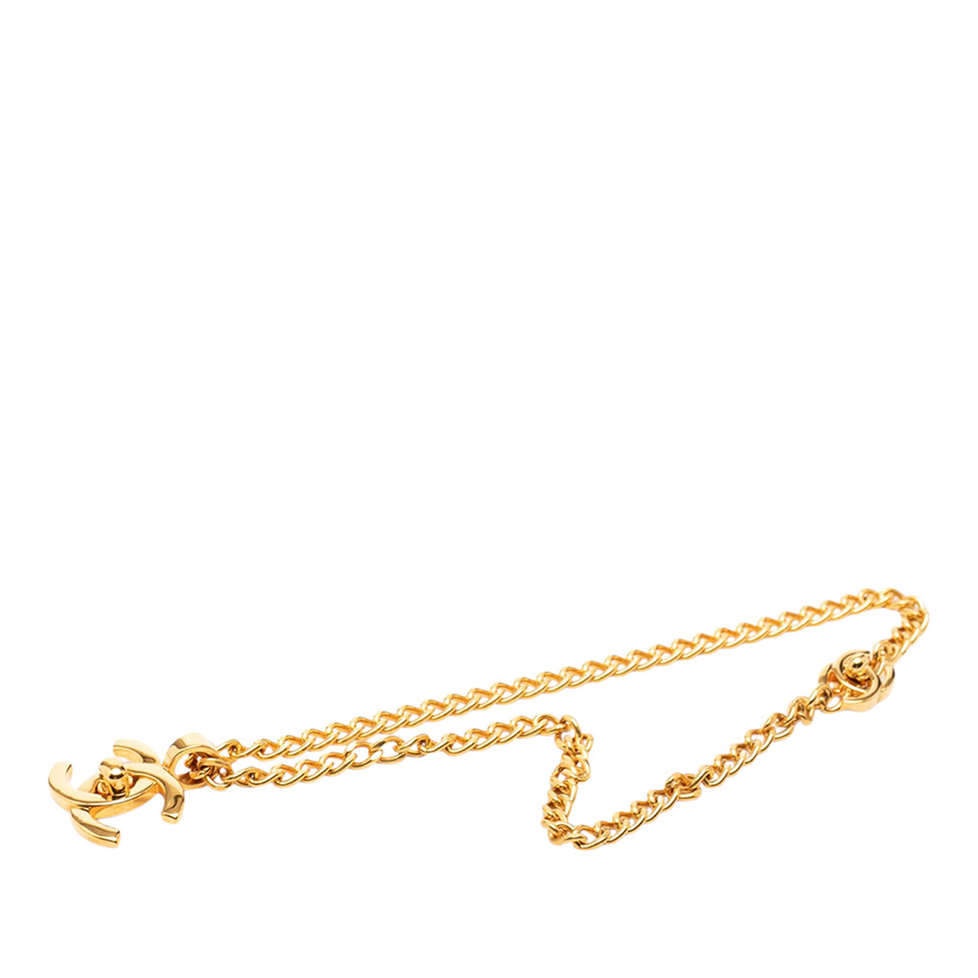 CC Gold Plated Turn Lock Pendant Necklace - Image 1