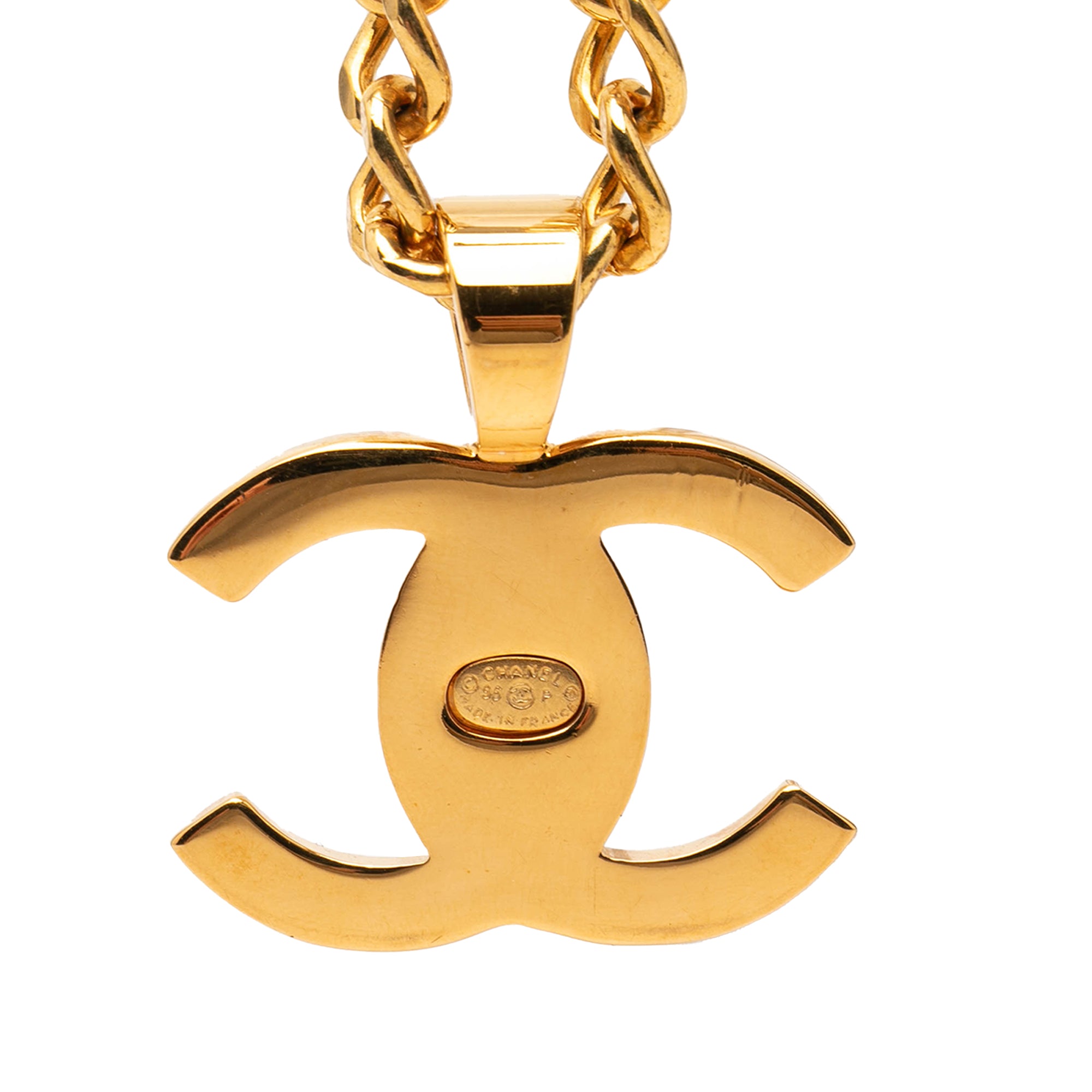 CC Gold Plated Turn Lock Pendant Necklace - Image 3