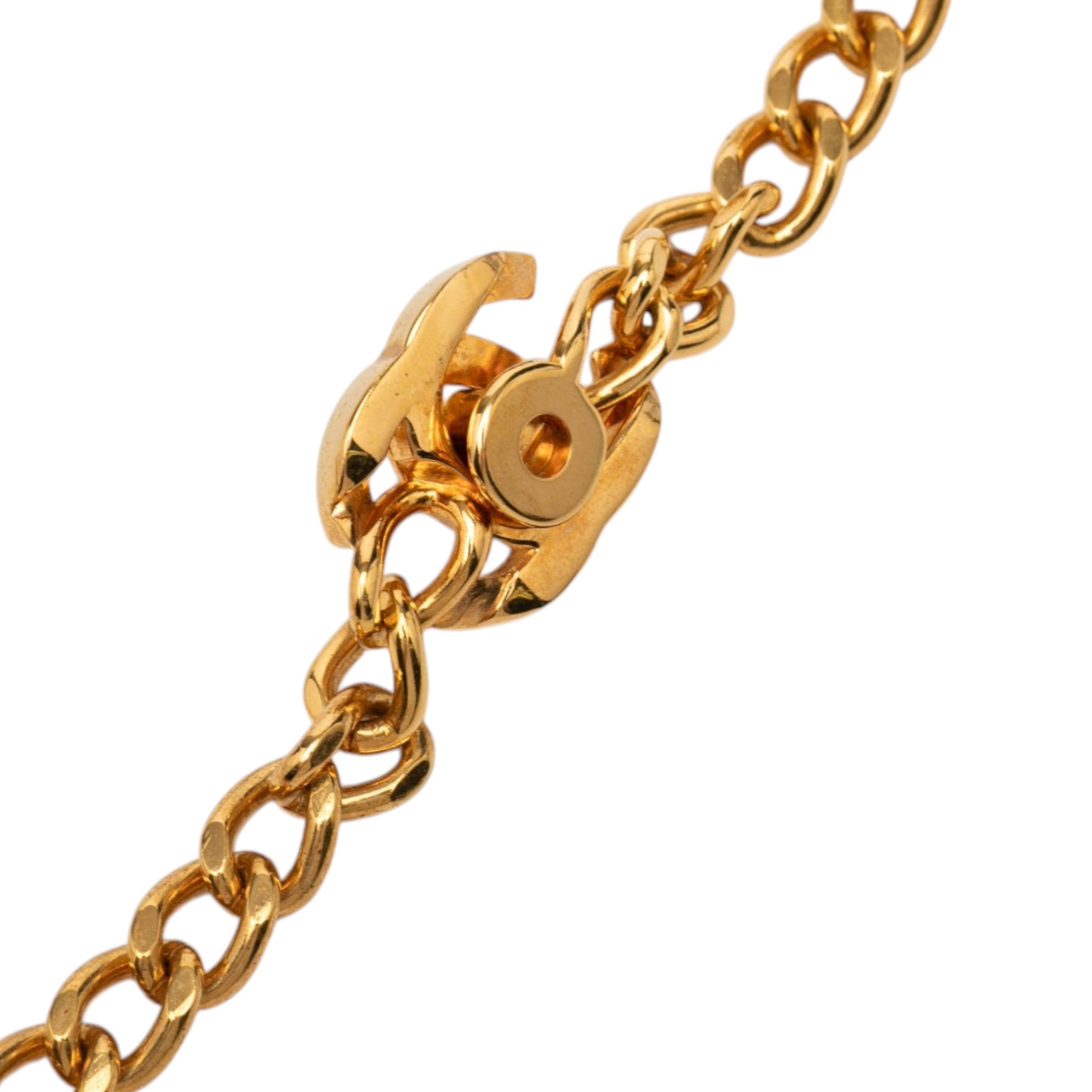CC Gold Plated Turn Lock Pendant Necklace - Image 5