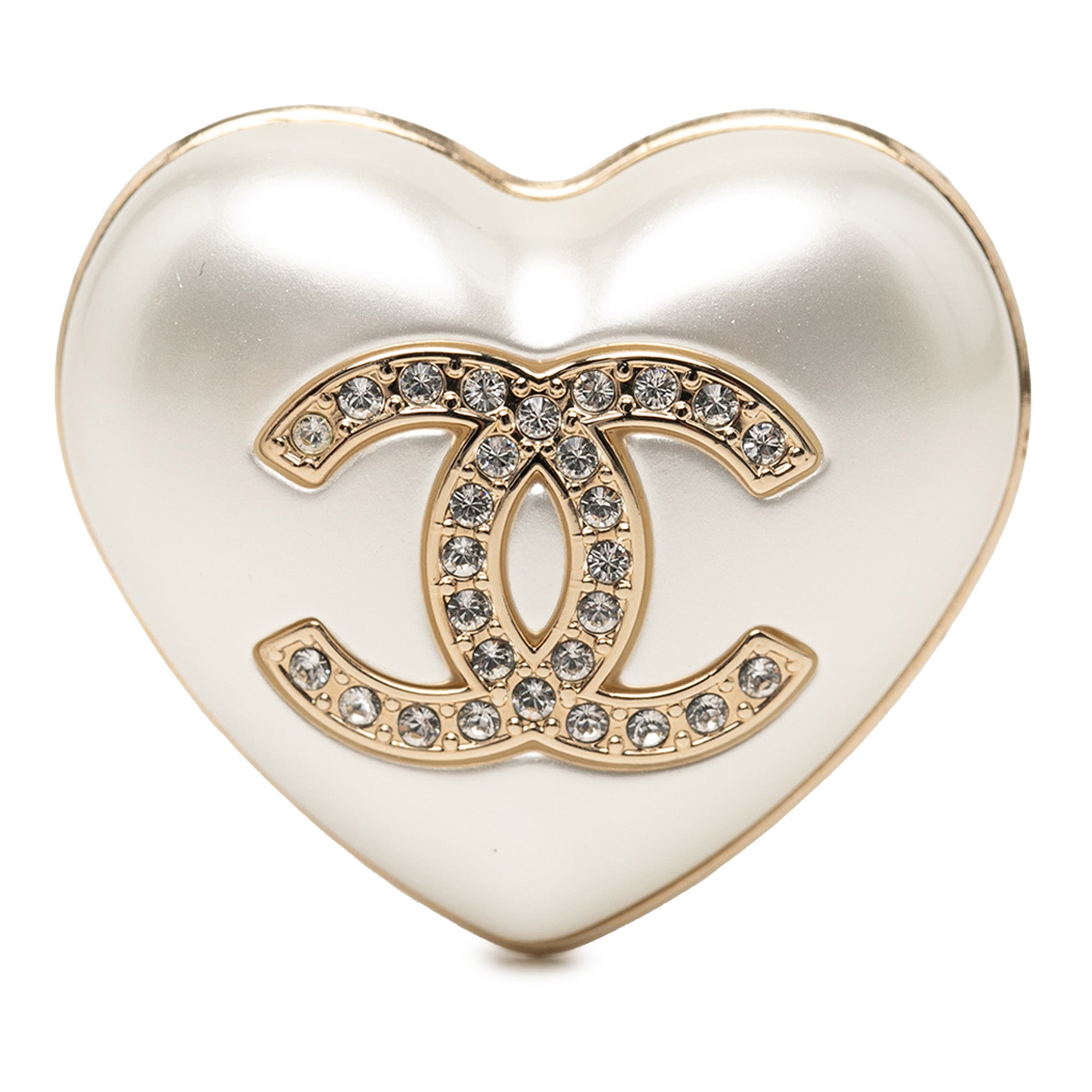 CC Resin Gold Plated Strass Heart Brooch - Image 1