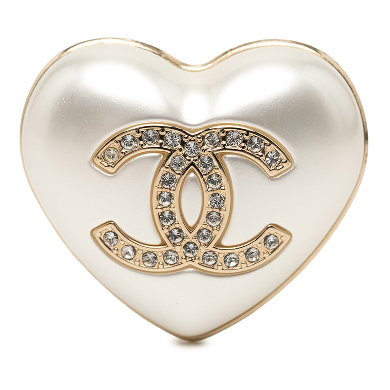 CC Resin Gold Plated Strass Heart Brooch