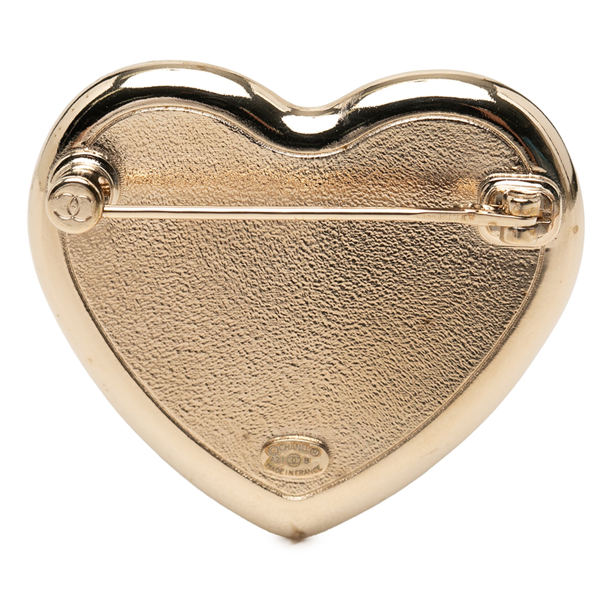 CC Resin Gold Plated Strass Heart Brooch - Image 2