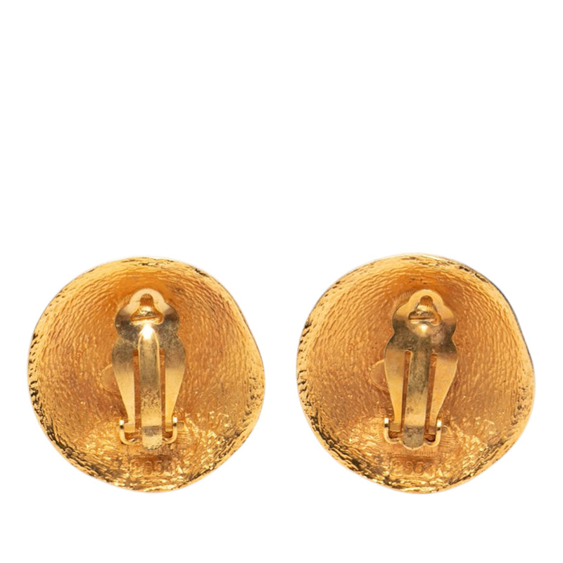 CC Gold Plated Round Clip On Earrings - Image 2
