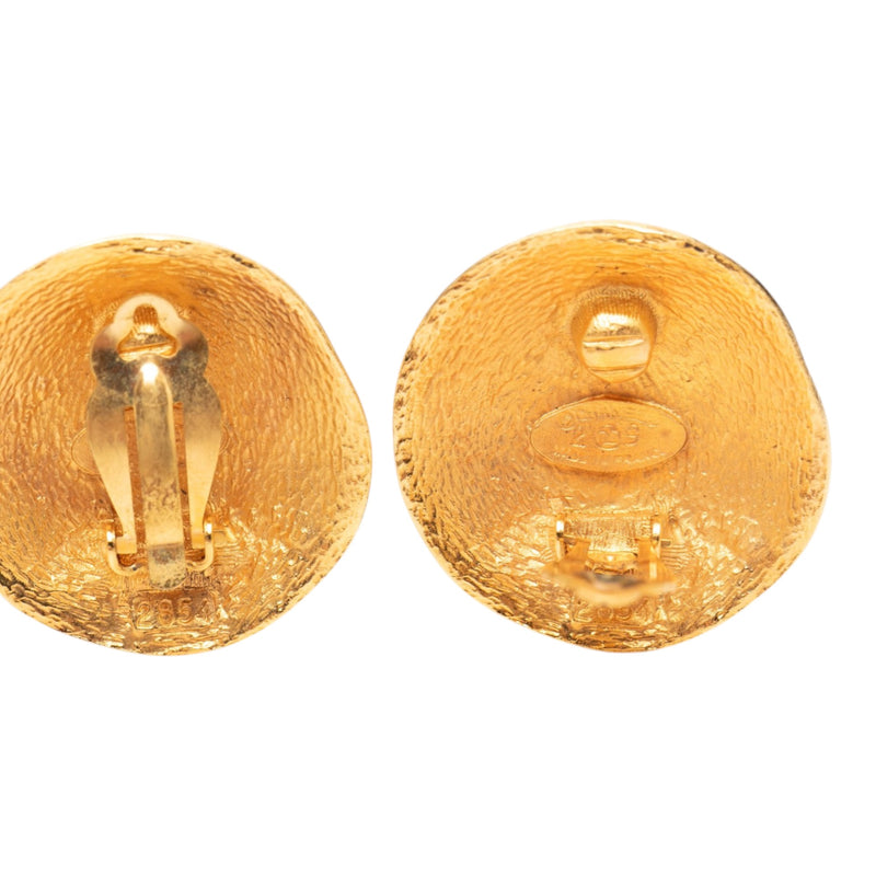 CC Gold Plated Round Clip On Earrings - Image 3