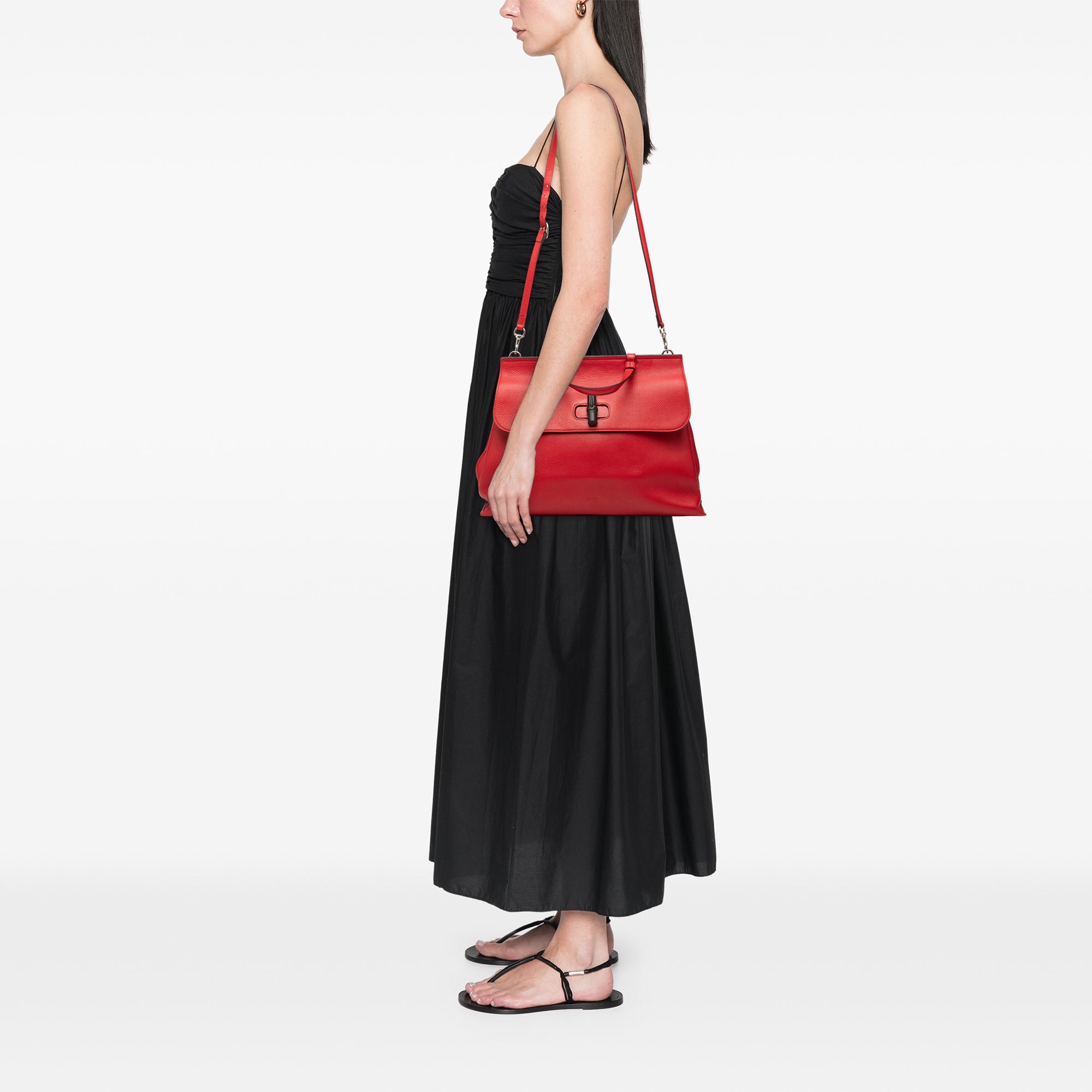 Large Calfskin Bamboo Daily Satchel - Image 6