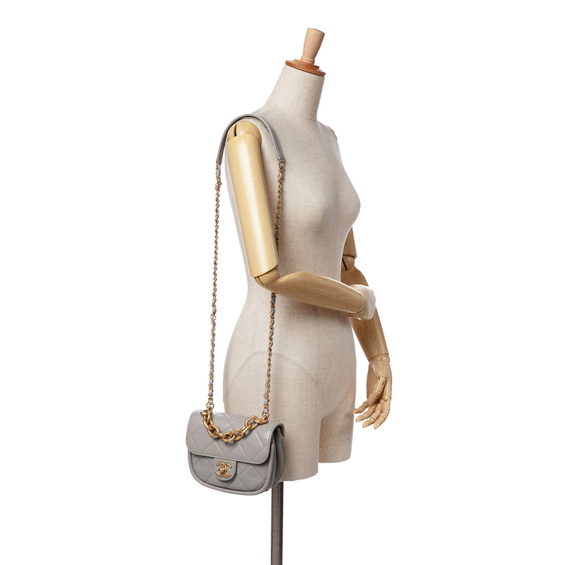 CC Quilted Lambskin Rounded Flap - Image 11