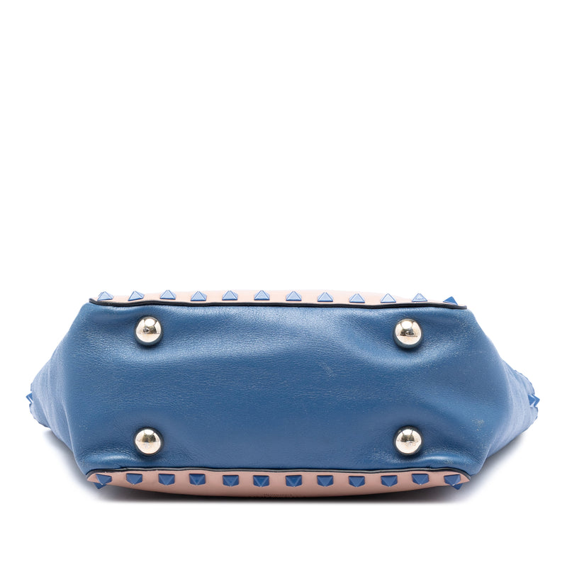 Mini Leather Colorblock Rockstud Trapeze Satchel - Image 3