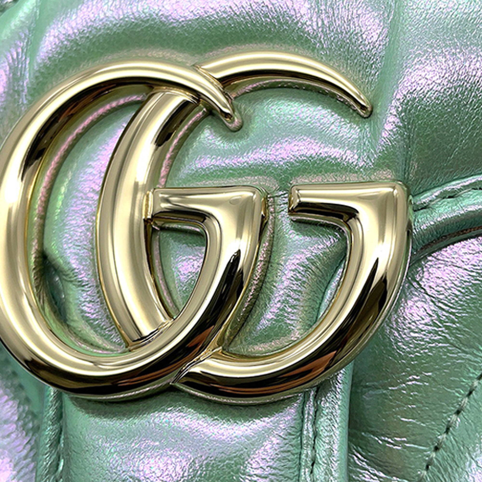 Mini GG Marmont Matelasse Iridescent Calfskin Flap Crossbody - Image 6