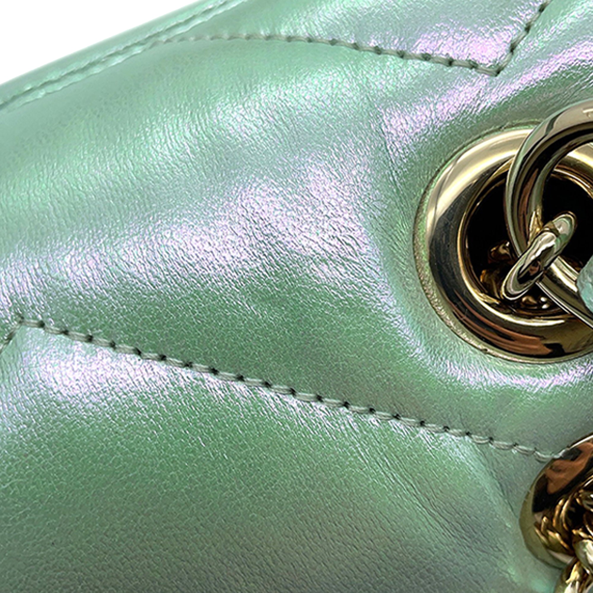 Mini GG Marmont Matelasse Iridescent Calfskin Flap Crossbody - Image 9