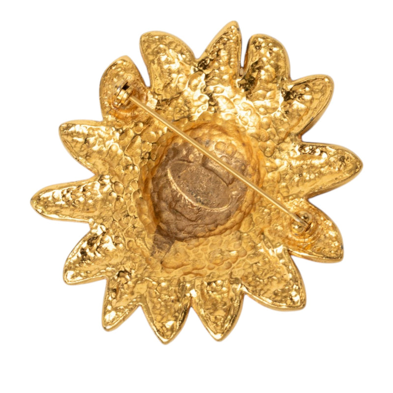 CC Gold Plated Lion Head Sun Brooch - Image 2