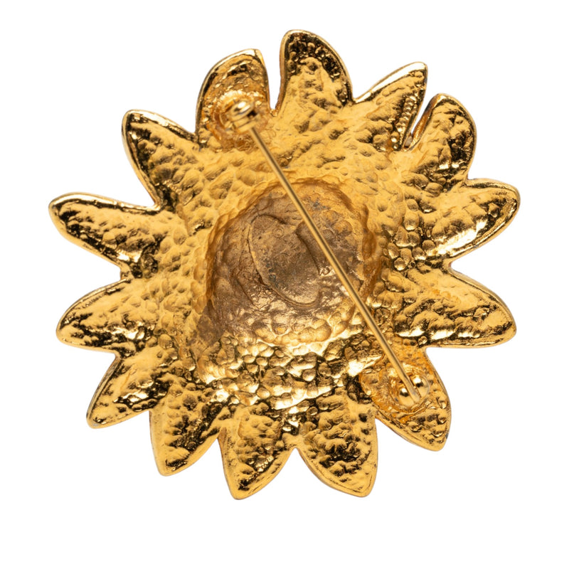 CC Gold Plated Lion Head Sun Brooch - Image 3