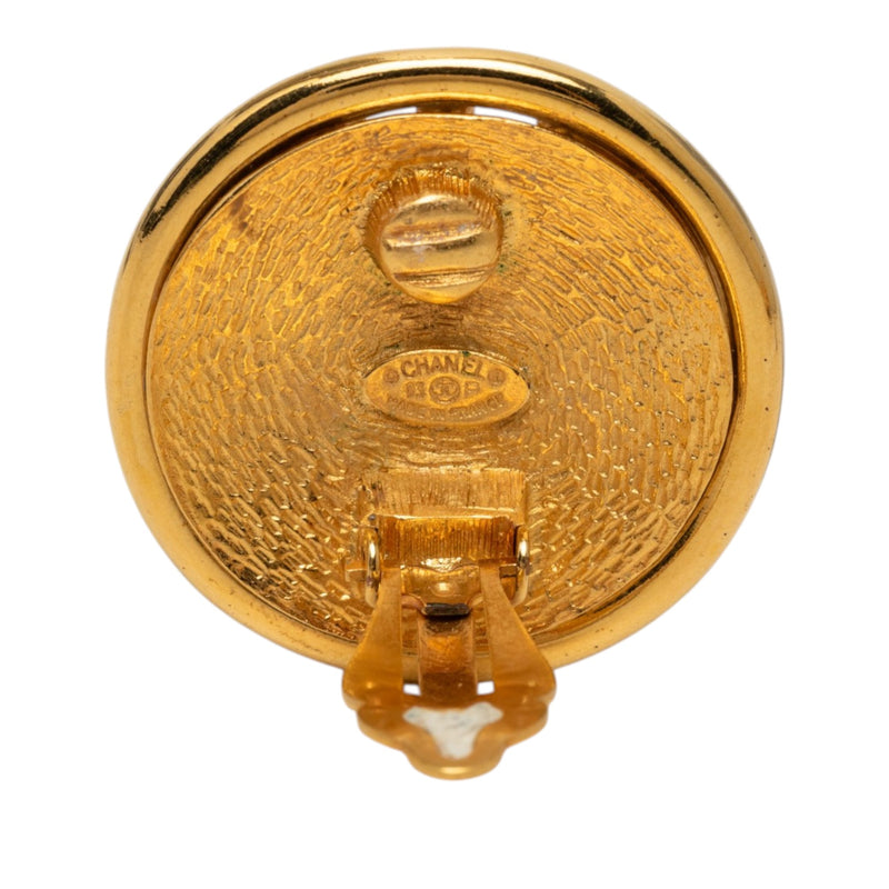 CC Gold Plated Round Mirror Clip On Earrings - Image 3