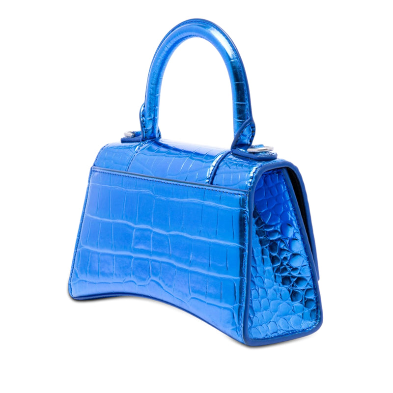 Metallic Calfskin Croc Embossed Hourglass Satchel XS - Image 2