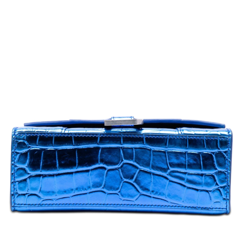 Metallic Calfskin Croc Embossed Hourglass Satchel XS - Image 3