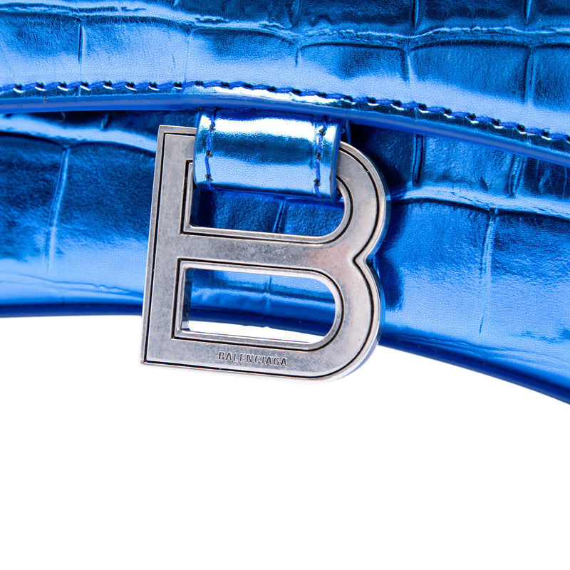 Metallic Calfskin Croc Embossed Hourglass Satchel XS - Image 5
