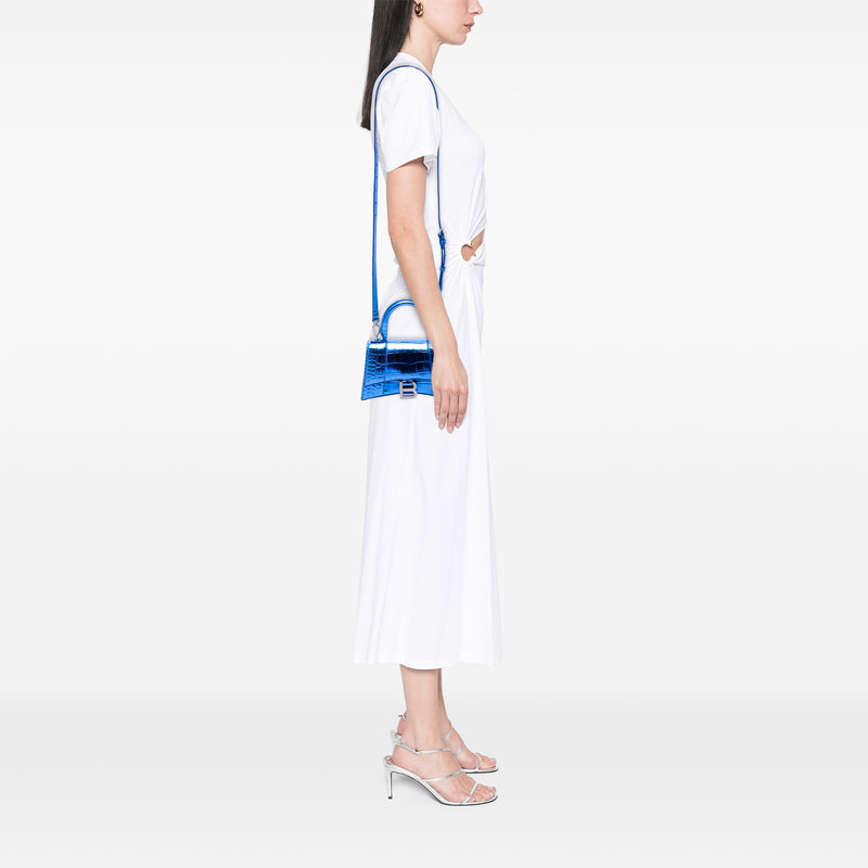 Metallic Calfskin Croc Embossed Hourglass Satchel XS - Image 6
