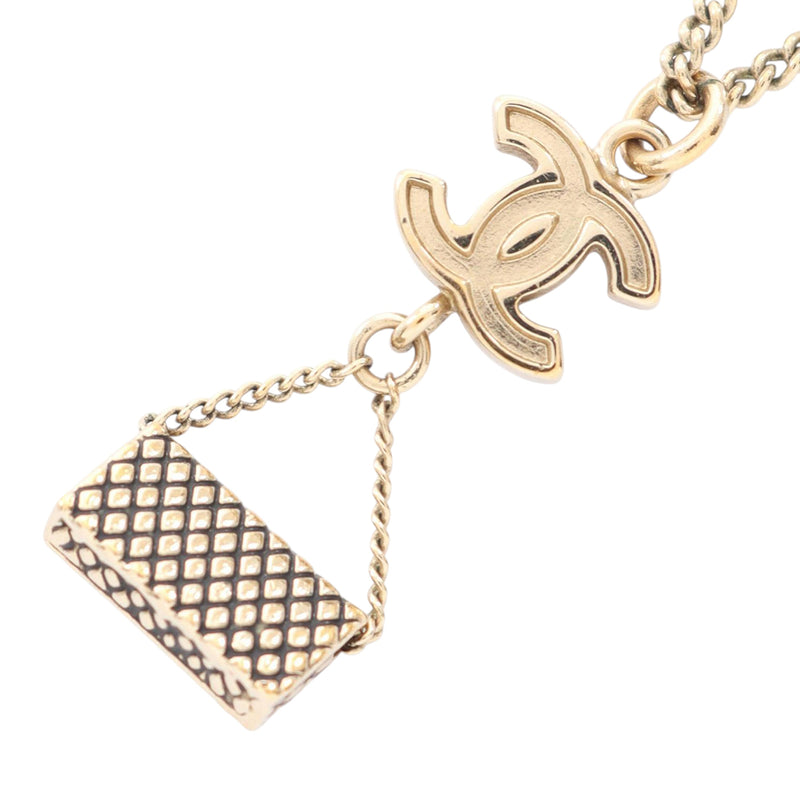 CC Gold Plated Enamel Flap Bag Pendant Necklace - Image 2