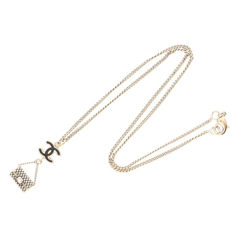 CC Gold Plated Enamel Flap Bag Pendant Necklace - Image 4
