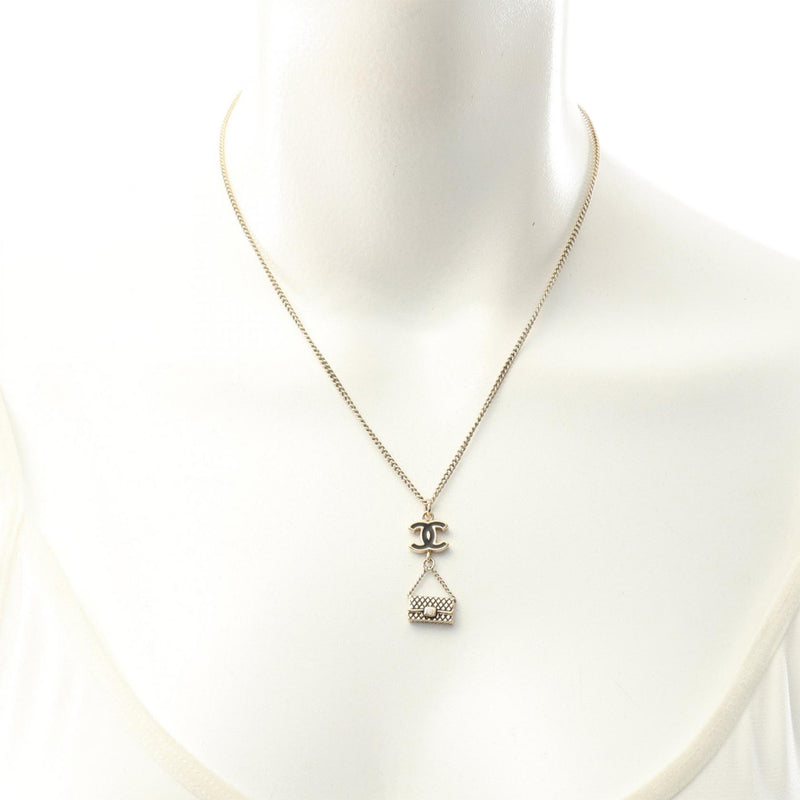 CC Gold Plated Enamel Flap Bag Pendant Necklace - Image 5